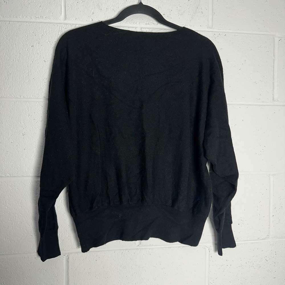 Eddie Bauer Women's XL Fine Italian Merino Wool Black Dolman/Batwing Sweater